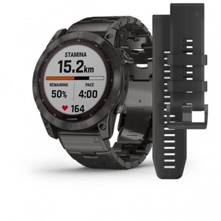 MONTRE Fenix 7X Sapphire Solar Edition GARMIN
Titane avec revêtement Carbon Gray DLC et bracelet titane Gray DLC