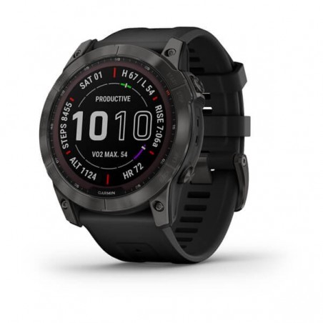 MONTRE Fenix 7X Sapphire Solar Edition GARMIN
Titane avec revêtement Carbon Gray DLC et bracelet noir