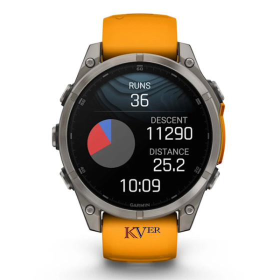 Fēnix® 8 – 51 mm, AMOLED GARMIN  Sapphire, Titanium avec bracelet en silicone orange/graphite KVER Maroc 8