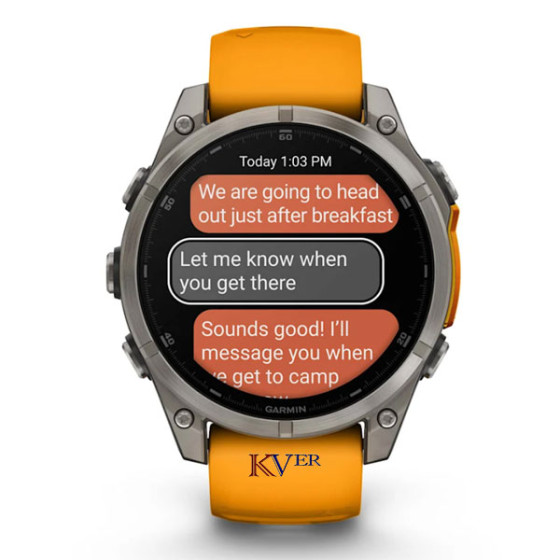 Fēnix® 8 – 51 mm, AMOLED GARMIN  Sapphire, Titanium avec bracelet en silicone orange/graphite KVER Maroc 10