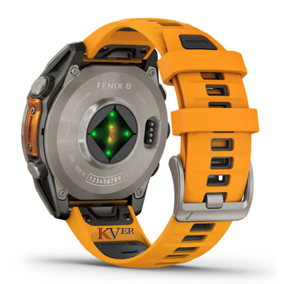 Fēnix® 8 – 51 mm, AMOLED GARMIN  Sapphire, Titanium avec bracelet en silicone orange/graphite KVER Maroc 11