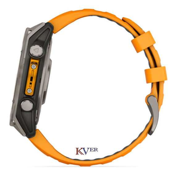 Fēnix® 8 – 51 mm, AMOLED GARMIN  Sapphire, Titanium avec bracelet en silicone orange/graphite KVER Maroc 12