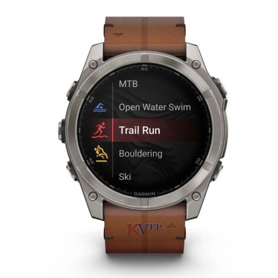Fēnix® 8 – 51 mm, AMOLED GARMIN Sapphire, Titanium avec bracelet en cuir marron KVER 7