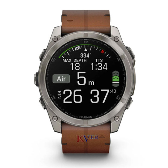 Fēnix® 8 – 51 mm, AMOLED GARMIN Sapphire, Titanium avec bracelet en cuir marron KVER 8