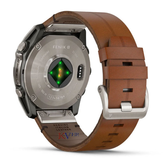 Fēnix® 8 – 51 mm, AMOLED GARMIN Sapphire, Titanium avec bracelet en cuir marron KVER 12
