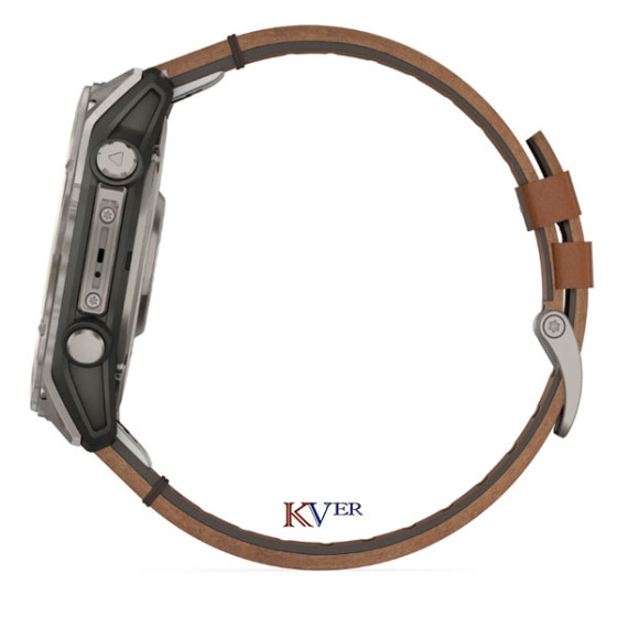Fēnix® 8 – 51 mm, AMOLED GARMIN Sapphire, Titanium avec bracelet en cuir marron KVER 14