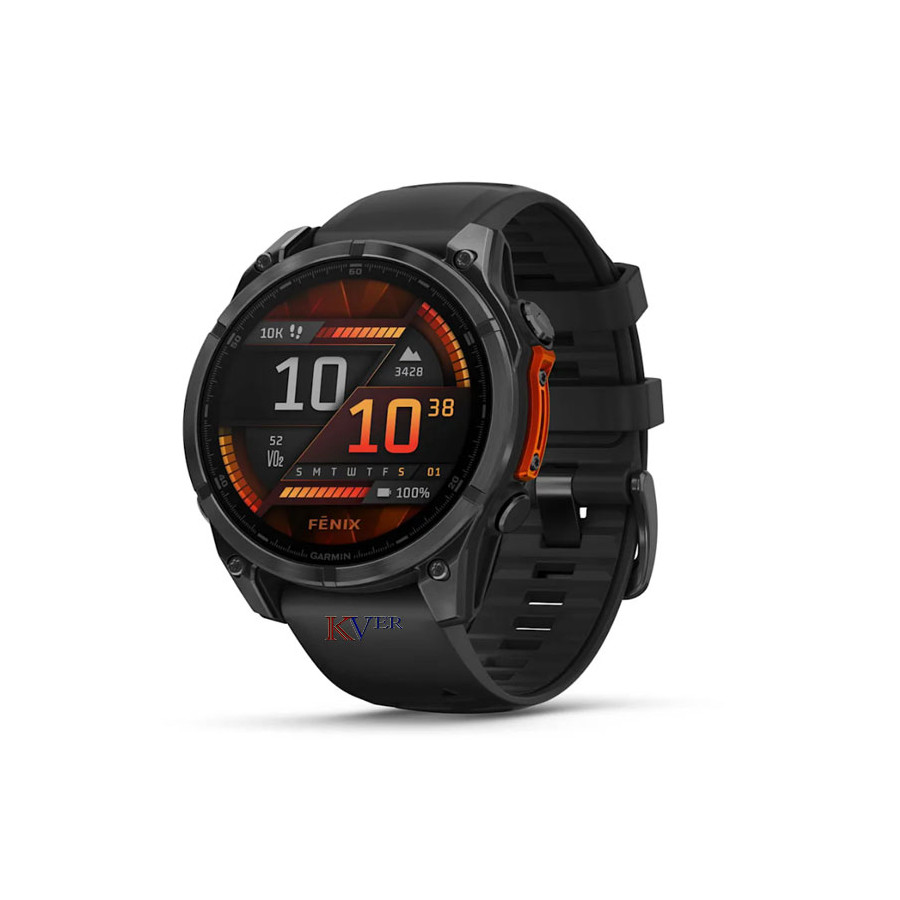Fēnix® 8 – 51 mm, AMOLED GARMIN Acier Gray avec bracelet en silicone noir KVER Maroc
