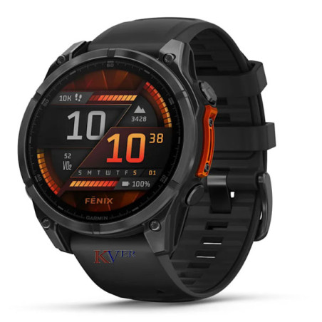 Fēnix® 8 – 51 mm, AMOLED GARMIN Acier Gray avec bracelet en silicone noir KVER Maroc