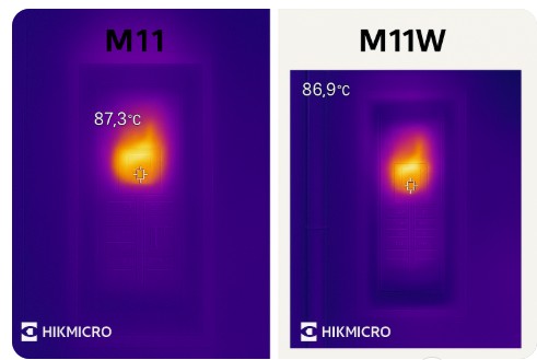 guide visuel (exemple d’image thermique simulée en M11 vs M11W sur la même scène) pour voir la différence de champ de vision